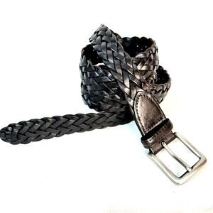 💎Vintage Y2K Braided Woven Black Leather Belt Unisex Size XL
